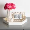 Kate and Laurel Lipton Hexagon Decorative Tray with Polished Metal Handles, White and Gold view 4