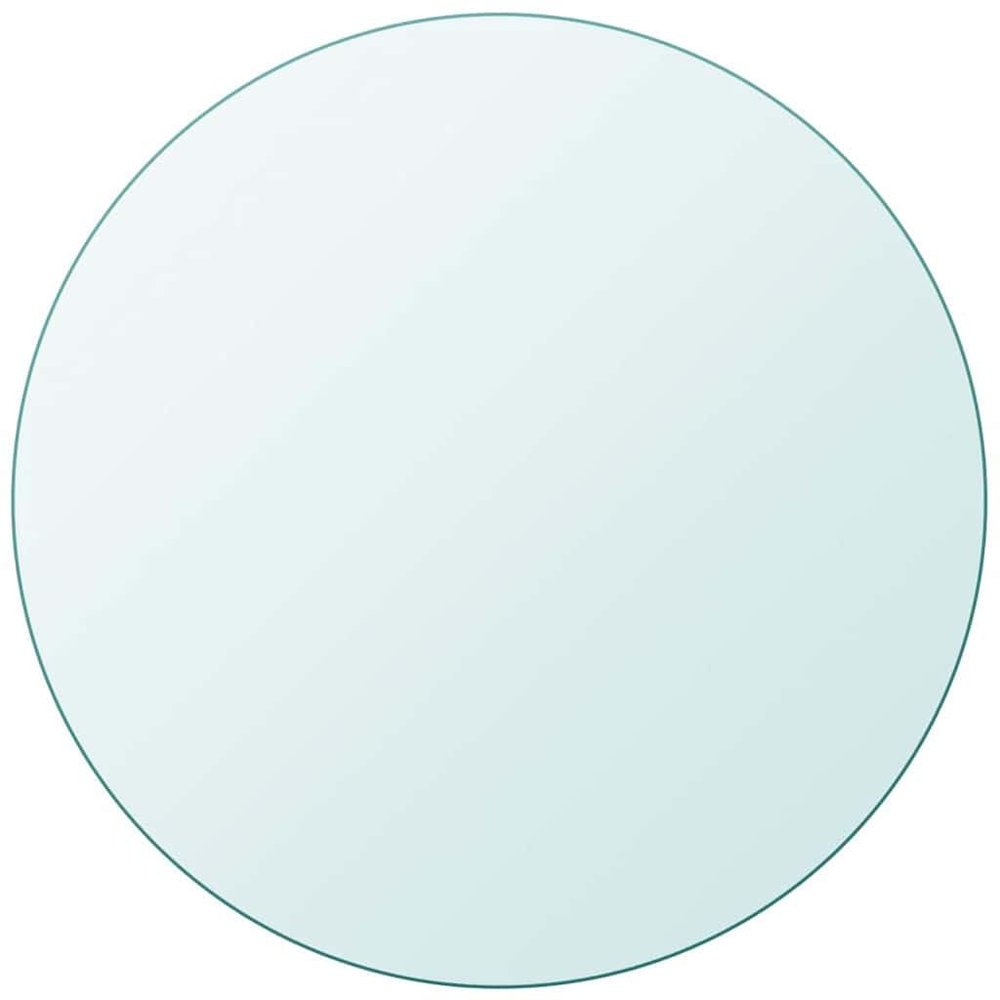 vidaXL Transparent Tempered Glass Table Top - Round 19.7" - Easy to Clean, Scratch-Free, Ideal for Dining Table, Coffee Table & Garden Table