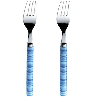 Nagao Border Dinner Fork, Blue, Set of 2, Made in Japan