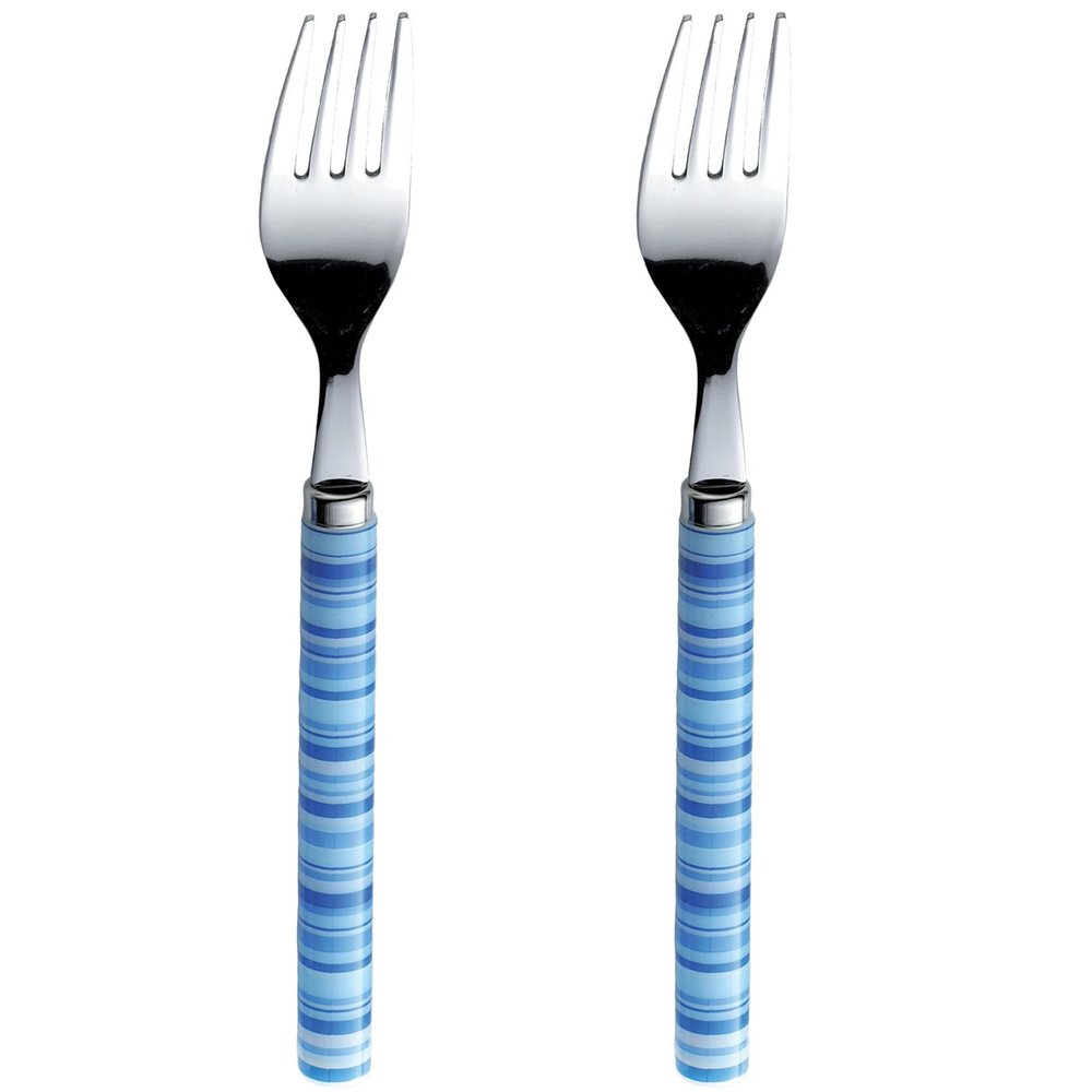Nagao Border Dinner Fork, Blue, Set of 2, Made in Japan