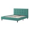 AC Pacific Modern Platform Bedframe With Wooden Slats, King Size, With Square Stitching Tufted Finish, Turquoise view 1