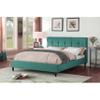 AC Pacific Modern Platform Bedframe With Wooden Slats, King Size, With Square Stitching Tufted Finish, Turquoise view 2
