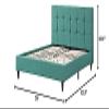 AC Pacific Modern Platform Bedframe With Wooden Slats, King Size, With Square Stitching Tufted Finish, Turquoise view 3