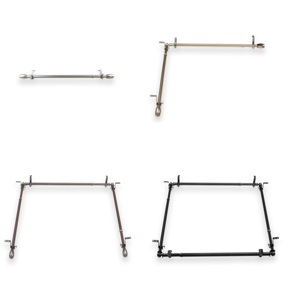A&F Rod Dcor - Caleb Multi-Angle Room Divider/Bedroom Canopy/Ceiling Rod Adjustable 120-170 inch One Sided - Cocoa