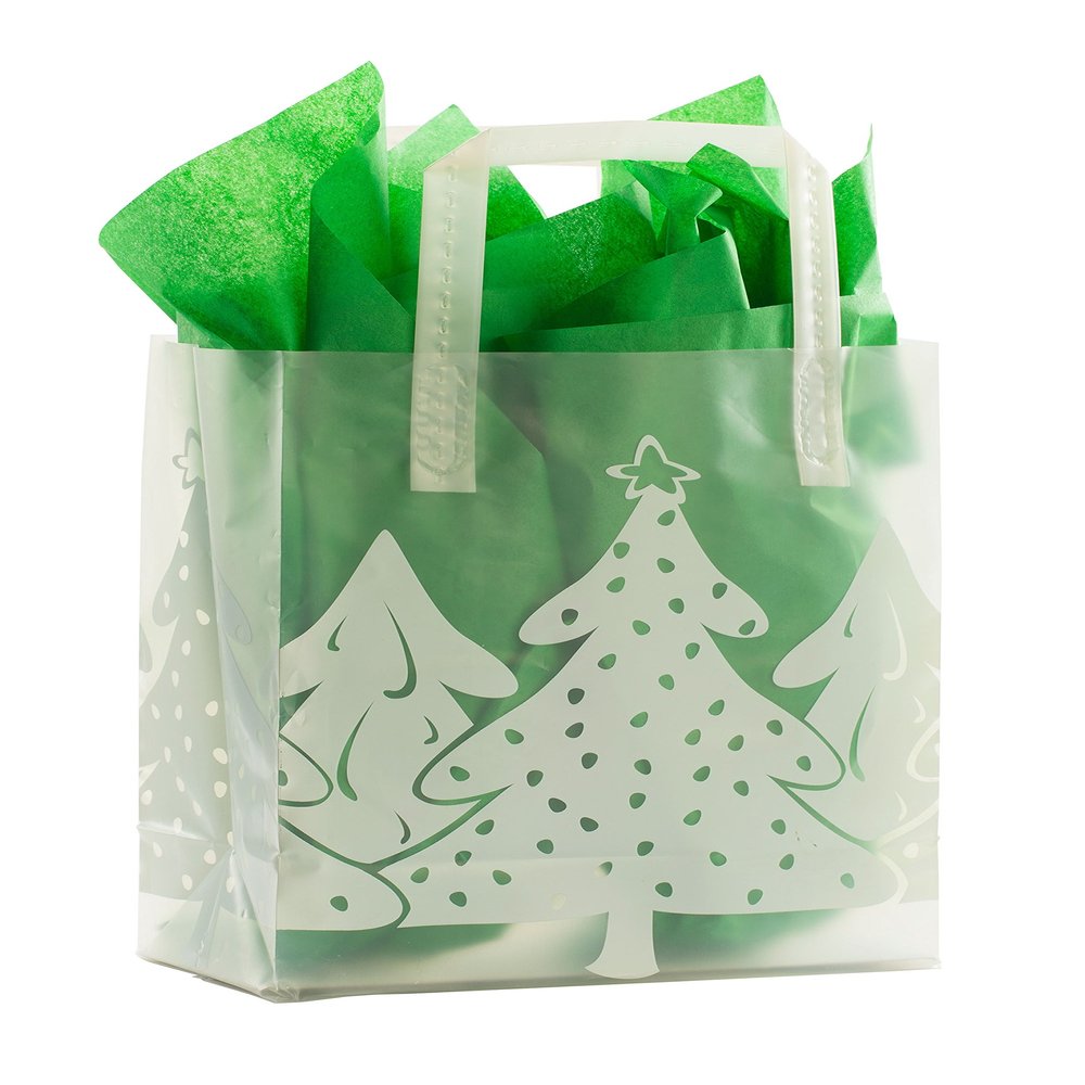 Premier Retail White Christmas Holiday Frosted Shoppers - 25 Count