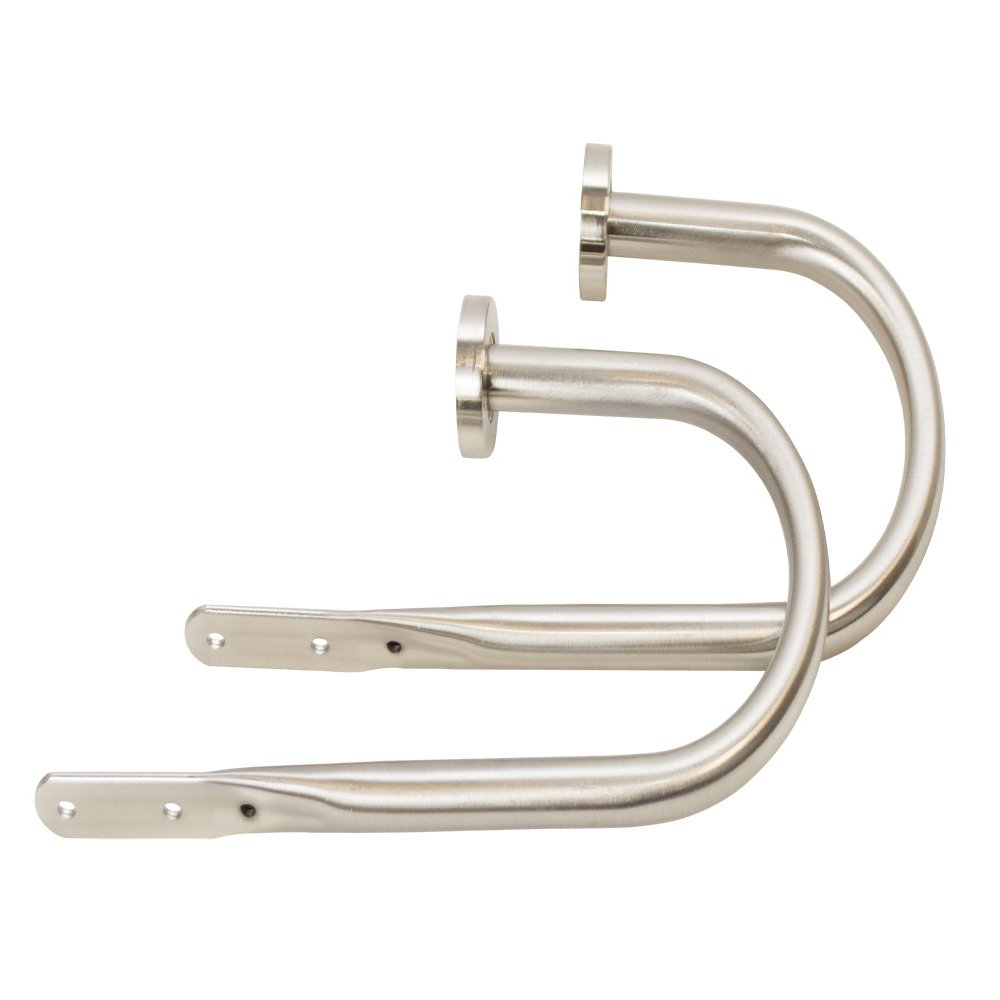 Meriville Set of 2 Decorative Satin Nickel End Cap Window Curtain Holdbacks for Draperies, 9" Wide