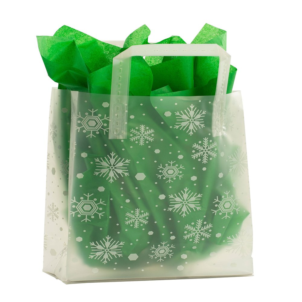 Premier Retail Snowflake Holiday Frosted Shoppers - 25 Count