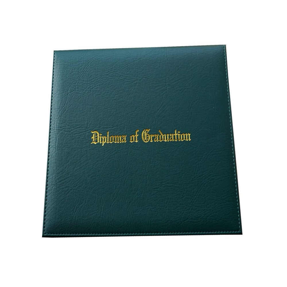 Certificate Cover Imprinted "Diploma of Graduation" Faux-Leather Diploma Holder 8.5" x 11" Grad Days (Green)