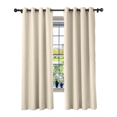 cololeaf Flame Retardant Curtains Fire Resistant Curtain Room Darkening Drape with Grommetfor Home Kitchen Office Hotel School Cinema and Hospital- Beige 84W x 102L Inch (1 Panel)