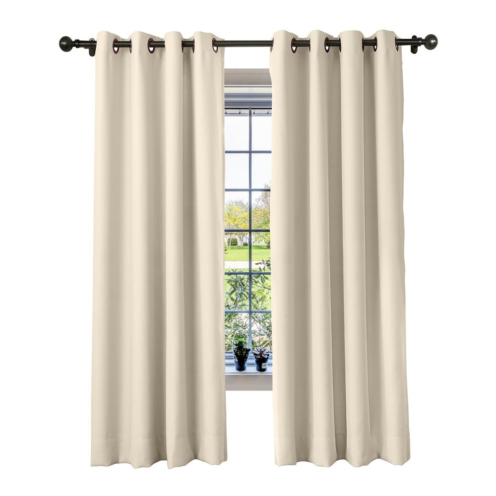 cololeaf Flame Retardant Curtains Fire Resistant Curtain Room Darkening Drape with Grommetfor Home Kitchen Office Hotel School Cinema and Hospital- Beige 84W x 102L Inch (1 Panel)