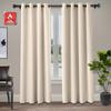 cololeaf Flame Retardant Curtains Fire Resistant Curtain Room Darkening Drape with Grommetfor Home Kitchen Office Hotel School Cinema and Hospital- Beige 84W x 102L Inch (1 Panel) view 2