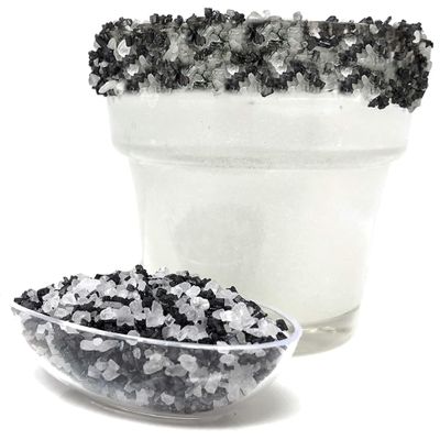 Snowy River Blackn White Sugared Salt Blend - Naturally Colored Margarita Salt with Sugar Highlights, Margarita Rimmer, Beverage Rimmer, Decorative Cocktail Rimming, (8oz Bag)