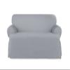 SureFit Heavyweight Cotton Duck T-Cushion Loveseat Slipcovers, Heavyweight Cotton Loveseat Cover, One Piece Design, Loveseat Cover with Seat Elastic and Adjustable Corner Ties, Pacific Blue view 1