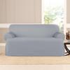 SureFit Heavyweight Cotton Duck T-Cushion Loveseat Slipcovers, Heavyweight Cotton Loveseat Cover, One Piece Design, Loveseat Cover with Seat Elastic and Adjustable Corner Ties, Pacific Blue view 2