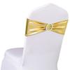 SINSSOWL Pack of 50 Spandex Bronzing Gold Chair Sashes for Wedding - Metal Gold Chair Bows Bands Fitting Birthday Party Anniversary Bridal Shower Event Decorations view 1