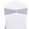 SINSSOWL 50 Pack Spandex Silver Grey Chair Sashes with Slider Buckles for Wedding Chairs Bows Bands for Party Feast Banquet Engagement Anniversary Bridal Shower Event Decoration view 2