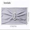 SINSSOWL 50 Pack Spandex Silver Grey Chair Sashes with Slider Buckles for Wedding Chairs Bows Bands for Party Feast Banquet Engagement Anniversary Bridal Shower Event Decoration view 3