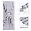 SINSSOWL 50 Pack Spandex Silver Grey Chair Sashes with Slider Buckles for Wedding Chairs Bows Bands for Party Feast Banquet Engagement Anniversary Bridal Shower Event Decoration view 4