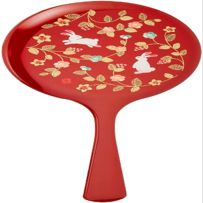 Yamanaka Painted Flower Path Hand Mirror, Vermilion M15394-1