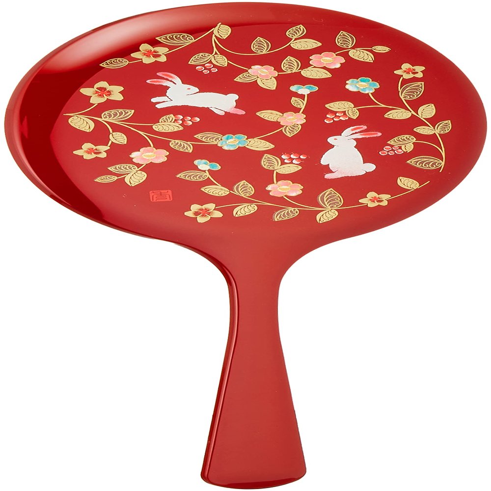 Yamanaka Painted Flower Path Hand Mirror, Vermilion M15394-1