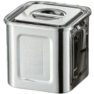 Yamashita Kogei 04-0224-0402 AG Square Kitchen Pot with 18-8 Scale, 3.5 inches (9 cm) (0.7 L)