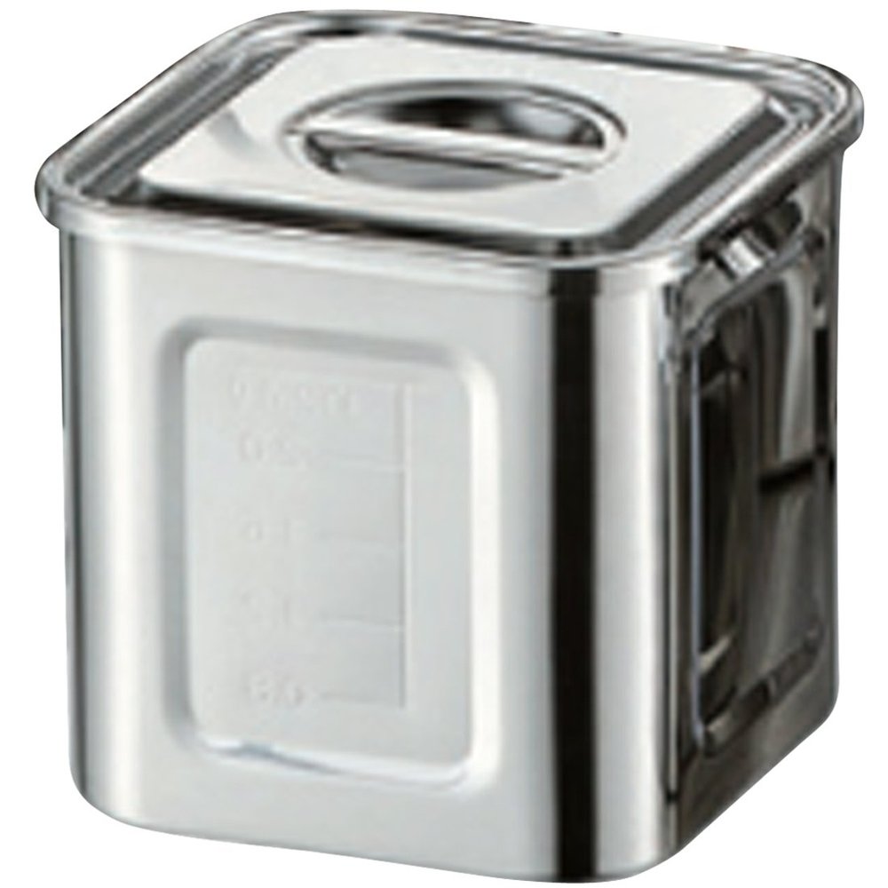 Yamashita Kogei 04-0224-0402 AG Square Kitchen Pot with 18-8 Scale, 3.5 inches (9 cm) (0.7 L)