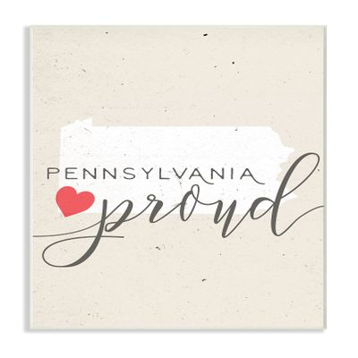 Stupell Industries Pennsylvania Proud with Heart Oversized Wall Plaque Art, Multi-Color