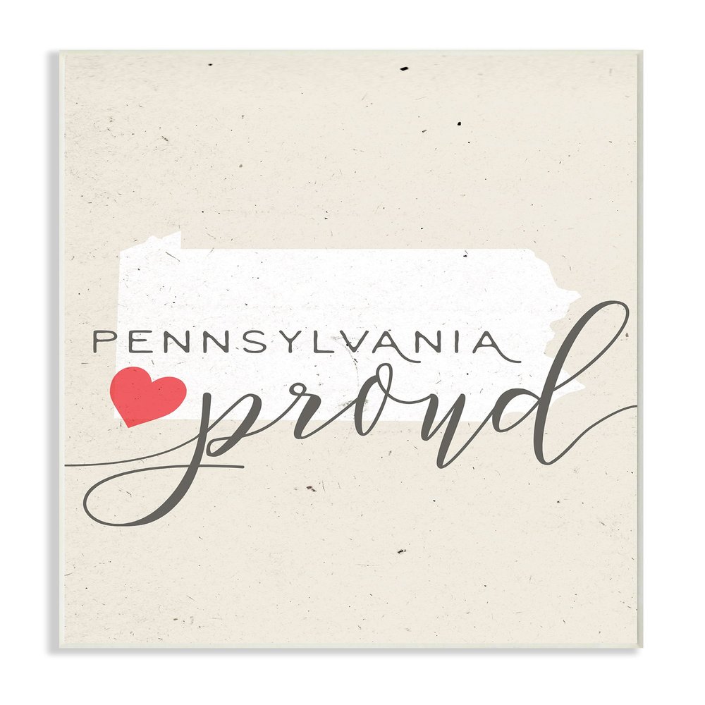 Stupell Industries Pennsylvania Proud with Heart Oversized Wall Plaque Art, Multi-Color