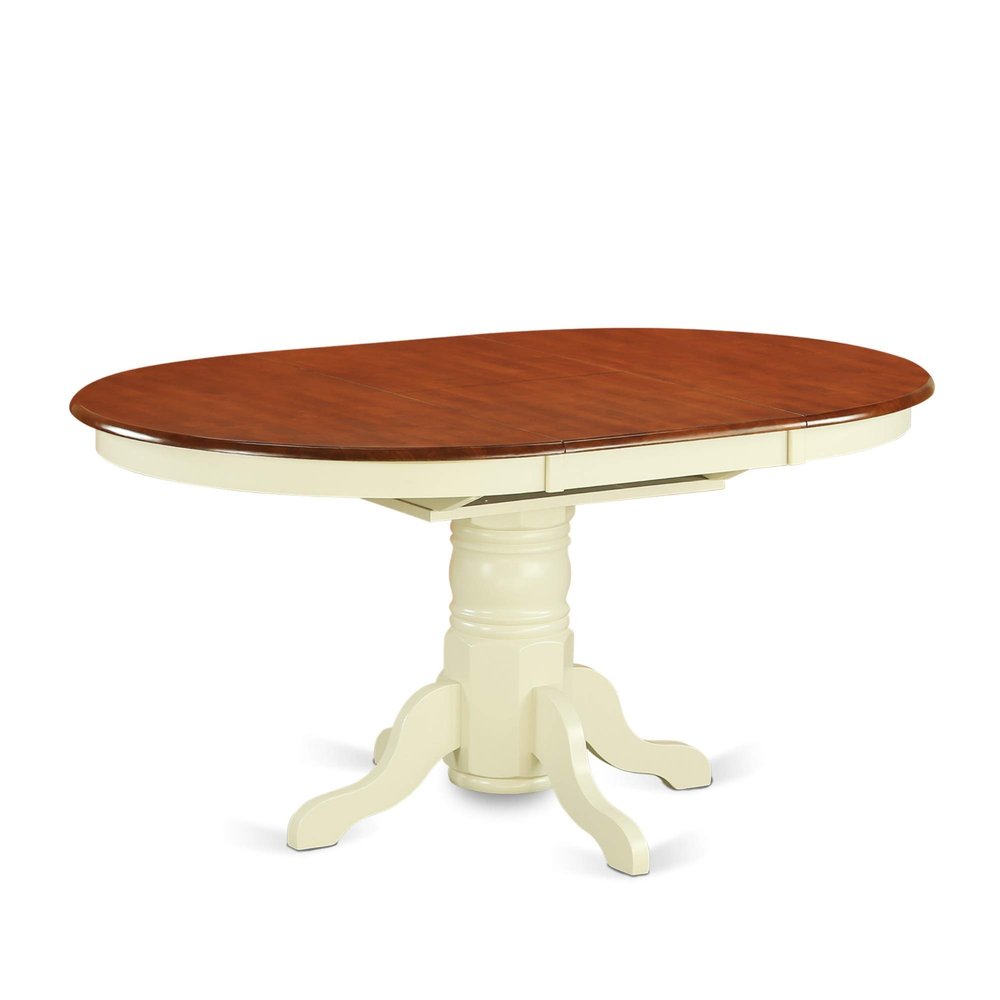 East West Furniture KEWE5-BMK-W 5 Piece Kitchen Table Set for 4 Includes an Oval Dining Table with Butterfly Leaf and 4 Dining Room Chairs, 42x60 Inch, Buttermilk & Cherry