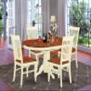 East West Furniture KEWE5-BMK-W 5 Piece Kitchen Table Set for 4 Includes an Oval Dining Table with Butterfly Leaf and 4 Dining Room Chairs, 42x60 Inch, Buttermilk & Cherry view 2