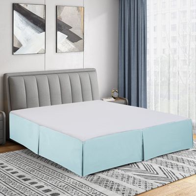 Cathay Home Double Brushed Microfiber Pleated Easy Fit Bed Skirt, Ultra Soft, Fade and Wrinkle Resistant - Aqua, California King