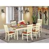 East West Furniture DOWE7-BMK-W 7 Piece Kitchen Table Set Consist of a Rectangle Dining Table with Butterfly Leaf and 6 Dining Room Chairs, 42x78 Inch, Buttermilk & Cherry view 2