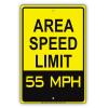 Area Speed Limit 55 MPH Miles Per Hour Zone Slow Down Warning Caution Notice Aluminum Metal Tin 8"x12" Sign Plate view 1