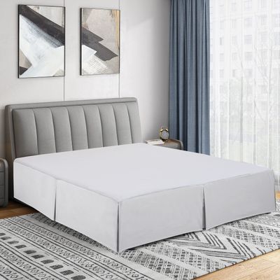 Cathay Home Full Bed Skirt - Double Brushed Microfiber Pleated Easy Fit Bed Skirt, Ultra Soft Fade & Wrinkle Resistant Dust Ruffle for Full Size Bed, White