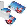 Amagical 3 Piece Merry Christmas Bathroom Mat Set Non-Slip Red Santa Snow Man Pedestal Rug + Lid Toilet Cover + Bath Mat view 1