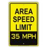 Area Speed Limit 35 MPH Miles Per Hour Zone Slow Down Warning Caution Notice Aluminum Metal Tin 12"x18" Sign Plate view 1