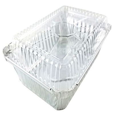 PACTOGO 2 lb. Oblong Aluminum Foil Take-Out Pan with Clear Dome Lid Disposable Containers 8.44" x 5.94" x 1.75" (Pack of 500 Sets)