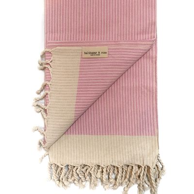 (BALTHAZAR & ROSE) RED Fouta: White Stripes Pink