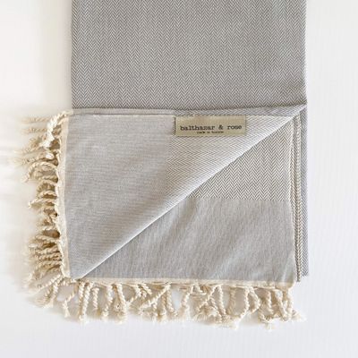 (BALTHAZAR & ROSE) RED Fouta: Herringbone Grey