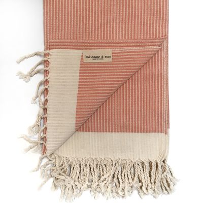 Balthazar & Rose (Product RED Fouta: White Stripes Salmon