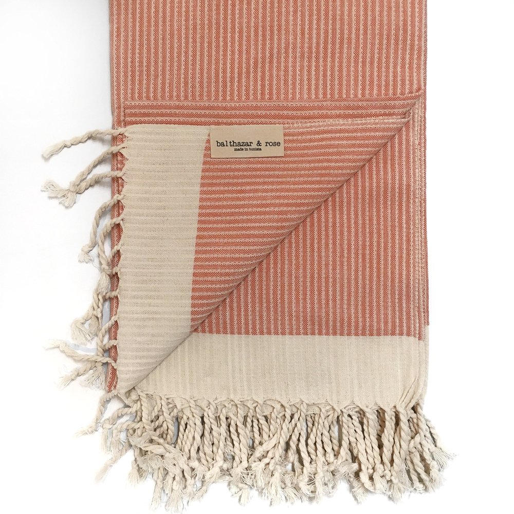 Balthazar & Rose (Product RED Fouta: White Stripes Salmon