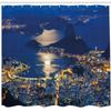 Ambesonne Night Shower Curtain, Aerial View of Mountain Sugar Loaf and Botafogo Rio de Janeiro, Cloth Fabric Bathroom Decor Set with Hooks, 69" W x 75" L, Violet Blue Pale Grey view 2
