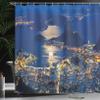 Ambesonne Night Shower Curtain, Aerial View of Mountain Sugar Loaf and Botafogo Rio de Janeiro, Cloth Fabric Bathroom Decor Set with Hooks, 69" W x 75" L, Violet Blue Pale Grey view 3