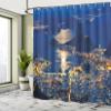 Ambesonne Night Shower Curtain, Aerial View of Mountain Sugar Loaf and Botafogo Rio de Janeiro, Cloth Fabric Bathroom Decor Set with Hooks, 69" W x 75" L, Violet Blue Pale Grey view 4