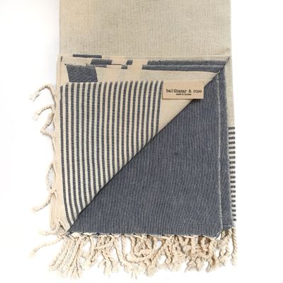 (BALTHAZAR & ROSE) RED Fouta: Flat Weave Blue