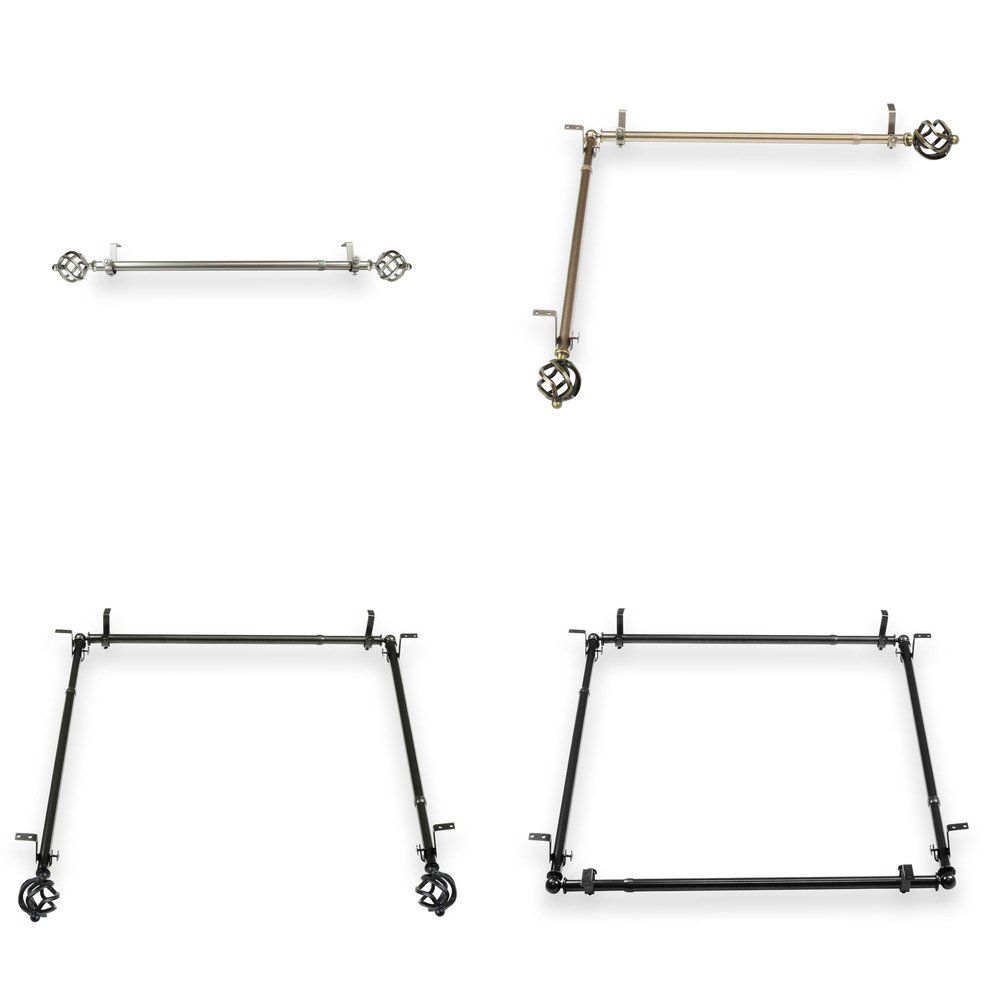 A&F Rod Dcor - Spin Multi-angle Room Divider/Bedroom Canopy/Ceiling Rod Adjustable 48-84 inch Three Sided - Antique Brass