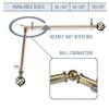 A&F Rod Dcor - Spin Multi-angle Room Divider/Bedroom Canopy/Ceiling Rod Adjustable 48-84 inch Three Sided - Antique Brass view 3