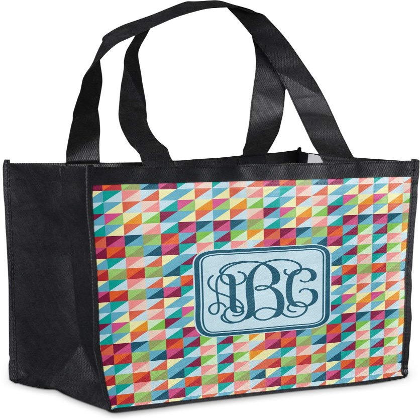 Personalized Retro Triangles Grocery Bag