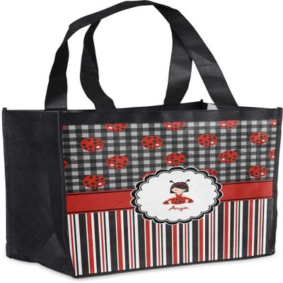 Personalized Ladybugs & Stripes Grocery Bag