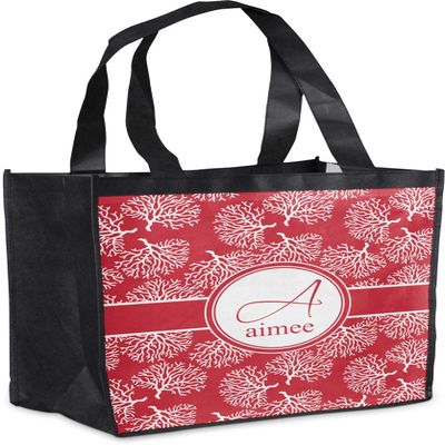 Personalized Coral Grocery Bag
